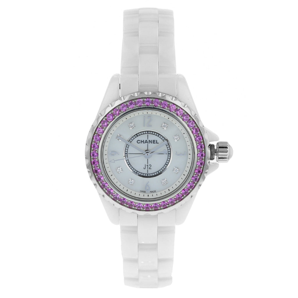 Chanel J12 Quartz Diamonds Mother of Pearl White Dial White Steel 