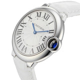 Cartier Ballon Bleu de Cartier Silver Dial White Leather Strap Watch for Women - W6920087