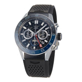 Tag Heuer Carrera Automatic Chronograph Steel & Ceramic Black Dial Black Rubber Strap Watch for Men - CBG2A1Z.FT6157