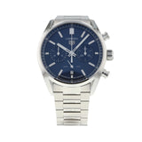 Tag Heuer Carrera Chronograph Blue Dial Silver Steel Strap Watch for Men - CBN2011.BA0642