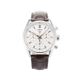 Tag Heuer Carrera Chronograph White Dial Brown Leather Strap Watch for Men - CBN2013.FC6483