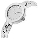 Movado Diamonds Silver Dial Silver Steel Strap Watch For Women - 606814