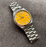 Citizen Tsuyosa Automatic Yellow Dial Silver Steel Strap Watch for Men - NJ0150-81Z