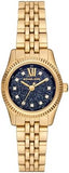 Michael Kors Lexington Three-Hand Blue Dial Gold Steel Strap Watch for Women - MK4802