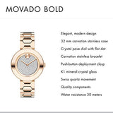 Movado Bold Crystal Pave Rose Gold Dial Rose Gold Steel Strap Watch For Women - 3600493