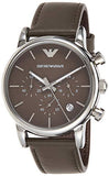 Emporio Armani Classic Chronograph Brown Dial Brown Leather Strap Watch For Men - AR1734