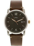 Fossil Commuter Grey Dial Brown Leather Strap Watch for Men - FS5417