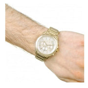 Armani Exchange Drexler Chronograph Gold Dial Gold Steel Strap Watch For Men - AX2602