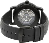 Emporio Armani Meccanico Automatic Skeleton Dial Black Leather Strap Watch For Men - AR60008