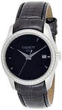 Tissot T Trend Couturier Diamonds Black Dial Black Leather Strap Watch for Women - T035.210.66.051.00