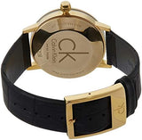 Calvin Klein Post Minimal Rose Gold Dial Black Leather Strap Watch For Men - K7622201