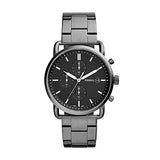 Fossil The Commuter Black Dial Grey Steel Strap Watch for Men - FS5400