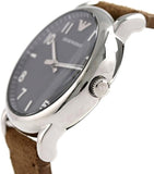 Emporio Armani Luigi Quartz Gray Dial Brown Leather Strap Watch For Men - AR11070