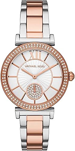 Michael Kors Abbey Three-Hand White Dial Two Tone Steel Strap Watch for Women - MK4616