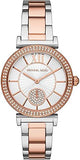 Michael Kors Abbey Three-Hand White Dial Two Tone Steel Strap Watch for Women - MK4616