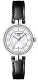 Tissot T Lady Flamingo Mother of Pearl Dial Black Leather Strap Watch for Women - T094.210.16.111.00