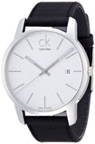 Calvin Klein City Date Silver Dial Black Leather Strap Watch for Men - K2G2G1C6