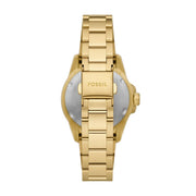Fossil Blue Dive Three Hand White Dial Gold Steel Strap Watch For Women - ES5350