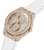 Guess Sport Multifunction Crystals Rose Gold Dial White Rubber Strap Watch For Women - GW0439L3