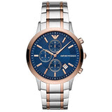 Emporio Armani Renato Chronograph Blue Dial Two Tone Steel Strap Watch For Men - AR80025