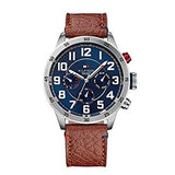 Tommy Hilfiger Trent Quartz Blue Dial Brown Leather Strap Watch for Men - 1791066