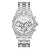 Guess Multi Function Diamonds Silver Dial Silver Steel Strap Watch For Men - GW0455G1