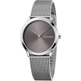 Calvin Klein Minimal Grey Dial Silver Mesh Bracelet Watch for Women - K3M221Y3