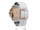 Calvin Klein Accent Silver Dial White Leather Strap Watch for Women - K2Y216K6