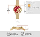 Fossil Jacqueline Dragonsteel Limited Edition Red Dial Gold Mesh Strap Watch for Women - ES5316