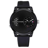 Tommy Hilfiger Denim Black Dial Black Rubber Strap Watch for Men - 1791555