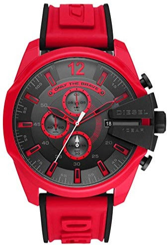 【赤だけに大赤字！】DIESEL 時計 品番：DZ4526 Diesel Mega Chief Chronograph Black Dial Red Rubber Strap