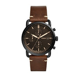 Fossil Commuter Chronograph Black Dial Brown Leather Strap Watch for Men - FS5403