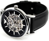 Emporio Armani Meccanico Skeleton Automatic Black Dial Black Leather Strap Watch for Men - AR60038