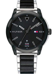 Tommy Hilfiger Sneaker Quartz Black Dial Two Tone Steel Strap Watch for Men - 1791619
