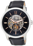 Fossil Townsman Skeleton Black Dial Black Leather Strap Watch for Men - ME3153