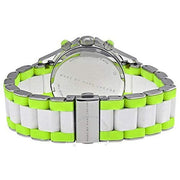 Marc Jacobs Rock Chronograph White Dial White & Green Silicone Strap Watch for Women - MBM2592