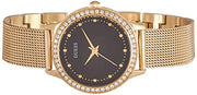 Guess Chelsea Crystals Black Dial Gold Mesh Bracelet Watch For Women - W0647L8