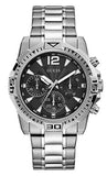 Guess Commander Chronograph Black Dial Silver Steel Strap Watch for Men - GW0056G1