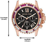 Michael Kors Everest Chronograph Black Dial Rose Gold Steel Strap Watch for Women - MK6972