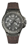 Guess Rigor Analog Quartz Black Dial Brown Leather Strap Watch For Men - W0040G2