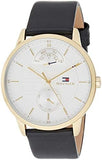 Tommy Hilfiger Hunter White Dial Black Leather Strap Watch for Men - 1791606