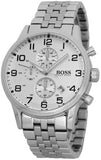 Hugo Boss Aeroliner Chronograph Quartz White Dial Silver Steel Strap Watch For Men - HB1512445