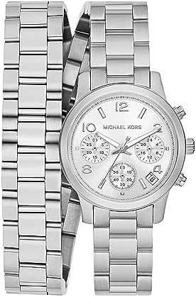 Michael Kors Runway Chronograph Analog Silver Dial Silver Steel Strap Watch for Women - MK7454