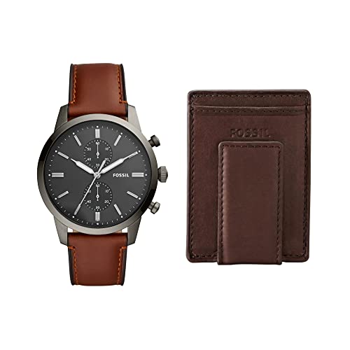 Fossil Townsman Chronograph Gray Dial Brown Leather Strap Watch