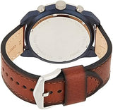 Fossil Bronson Chronograph Luggage Blue Dial Brown Leather Strap Watch for Men - FS5829