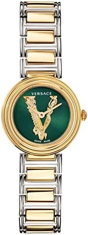 Versace Virtus Quartz Green Dial Two Tone Steel Strap Watch For Women - VET300821