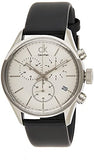 Calvin Klein Masculine Chronograph White Dial Black Leather Strap Watch for Men - K2H27120