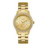 Guess Bedazzle Diamonds Gold Dial Gold Steel Strap Watch For Women - W1097L2