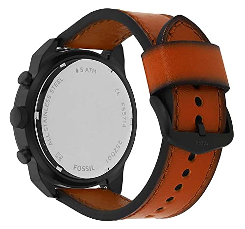 Fossil Bronson Black Dial Brown Strap Watch for Leather Men