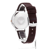 Emporio Armani Dress Quartz Silver Dial Brown Leather Strap Watch For Women - AR11063